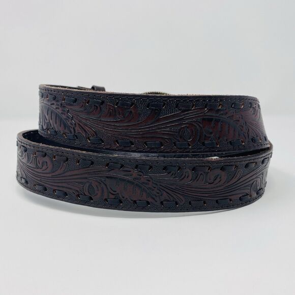Idyllwind Women XL Boss Lady Buckle Brown Leather Western Hand Tooled Rodeo Belt main image 11